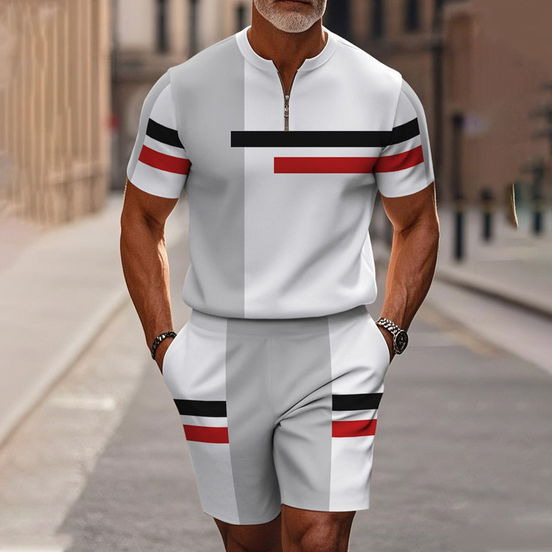 🔥60 % DE RÉDUCTION🔥Ensemble chemise et short à col zippé pour homme