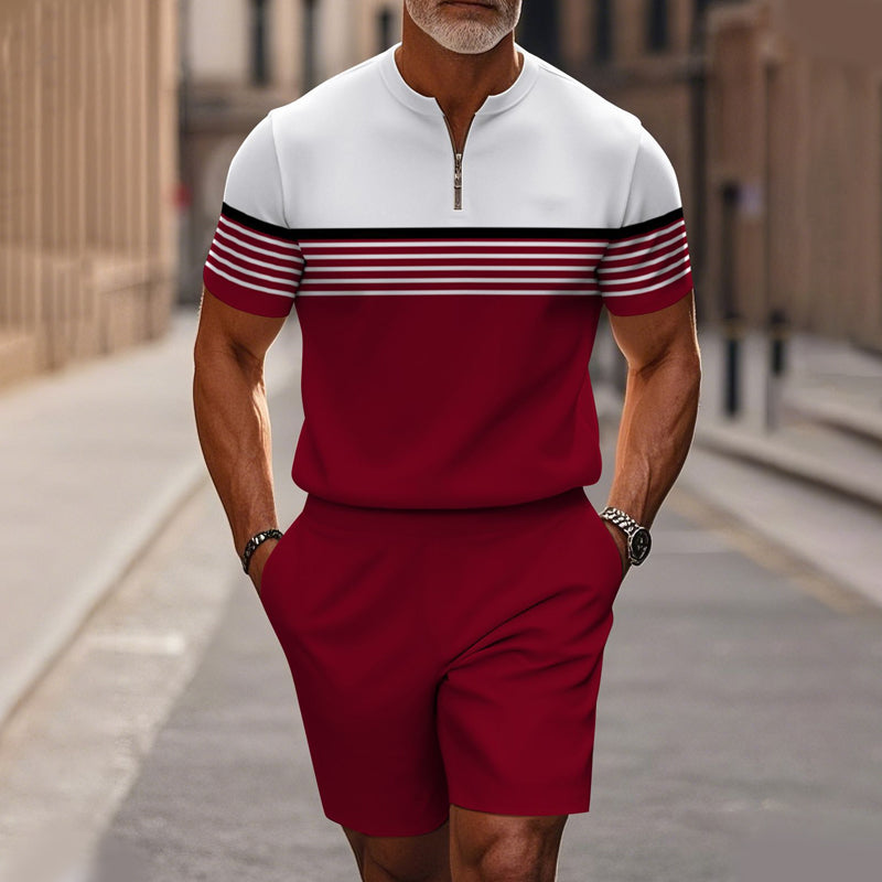 🔥60 % DE RÉDUCTION🔥Ensemble chemise et short à col zippé pour homme