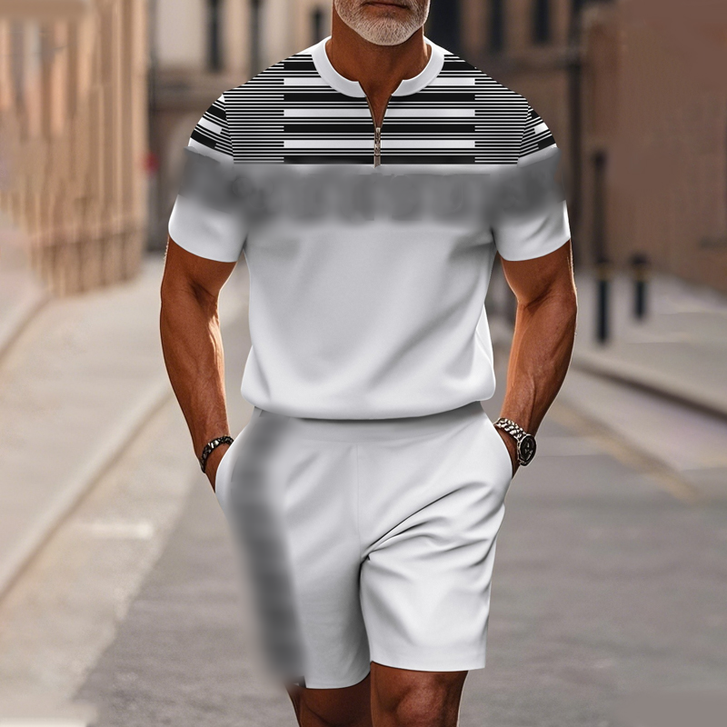 🔥60 % DE RÉDUCTION🔥Ensemble chemise et short à col zippé pour homme
