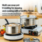 Batterie de cuisine 5 pièces 🍲 Tout le nécessaire pour mijoter, bouillir et faire sauter. Acier inoxydable épais, couvercle transparent, poignée dorée. Compatible avec tous types de plaques de cuisson 🔥