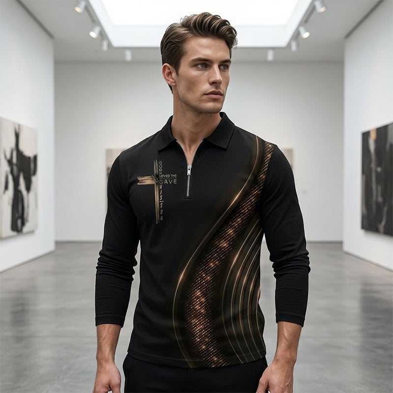 🎁Nouveautés 2026 : jusqu'à -60 % !💥Polo zippé à manches longues style rétro décontracté pour homme