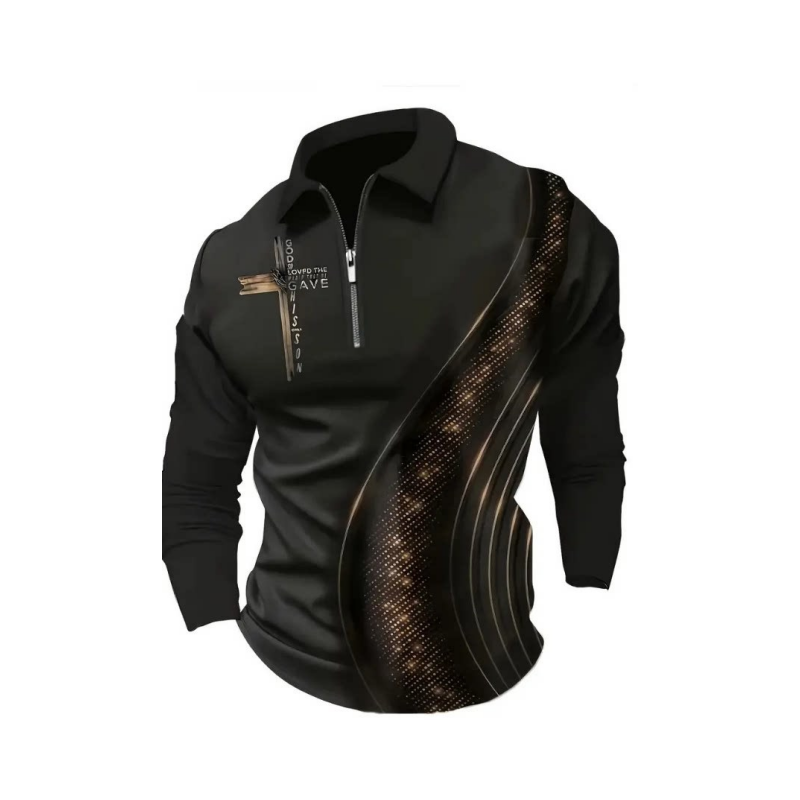 🎁Nouveautés 2026 : jusqu'à -60 % !💥Polo zippé à manches longues style rétro décontracté pour homme