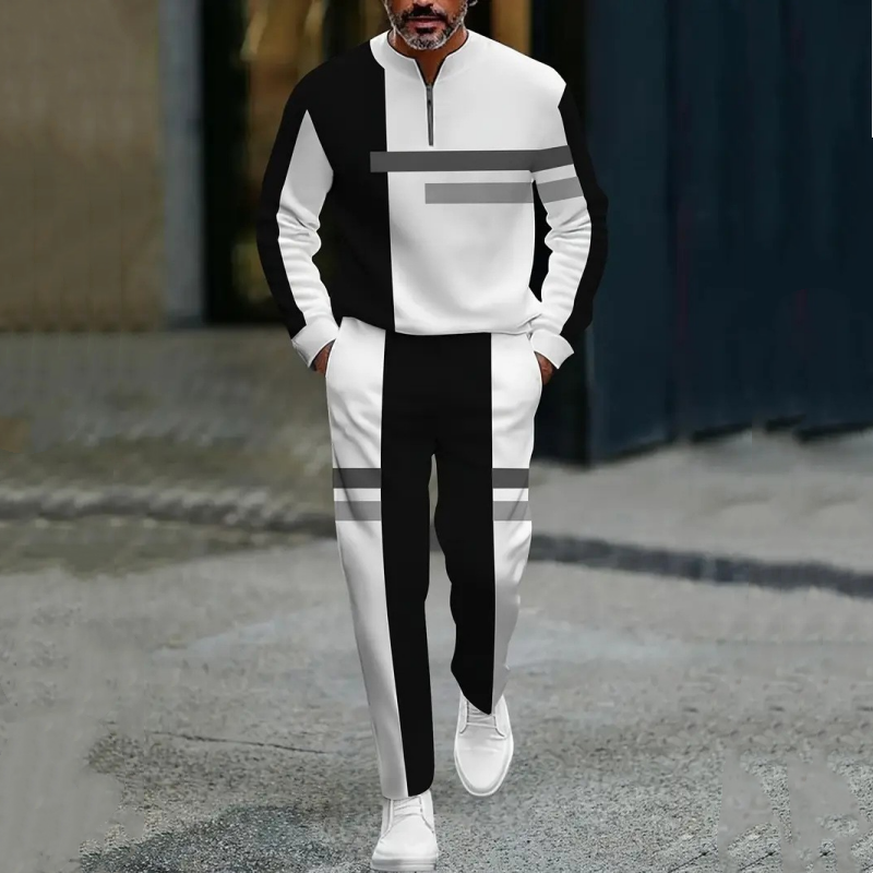 🔥NOUVEAUTÉ 2026 - 60 % DE RÉDUCTION🔥Ensemble de survêtement à demi-zip pour homme, motif color block