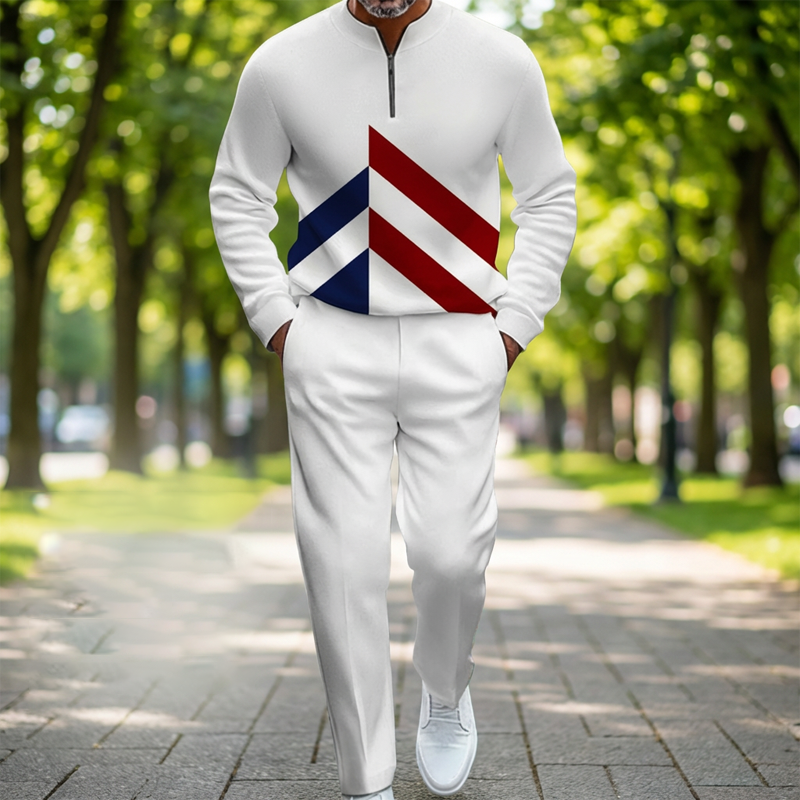 🔥NOUVEAUTÉ 2026 - 60 % DE RÉDUCTION🔥Ensemble de survêtement à demi-zip pour homme, motif color block