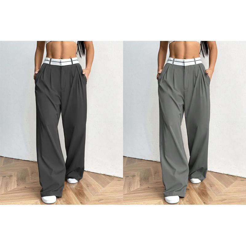 Pantalon large et élégant 💃 Ceinture bicolore + taille haute ✨ Parfait pour le travail ou le shopping 👜
