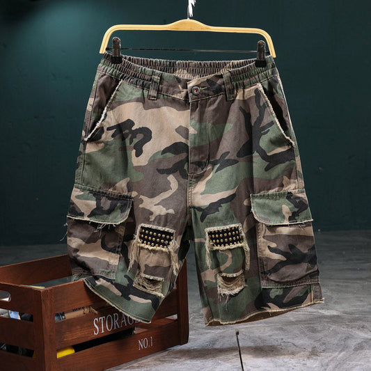 🩳 50 % DE RÉDUCTION ! 🔥 Short cargo camouflage clouté pour homme – Résistant, nombreuses poches et motif camouflage robuste – Idéal pour les activités de plein air et le quotidien 🌿
