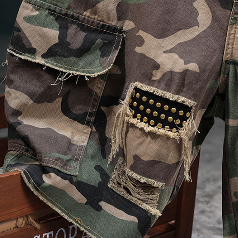 🩳 50 % DE RÉDUCTION ! 🔥 Short cargo camouflage clouté pour homme – Résistant, nombreuses poches et motif camouflage robuste – Idéal pour les activités de plein air et le quotidien 🌿