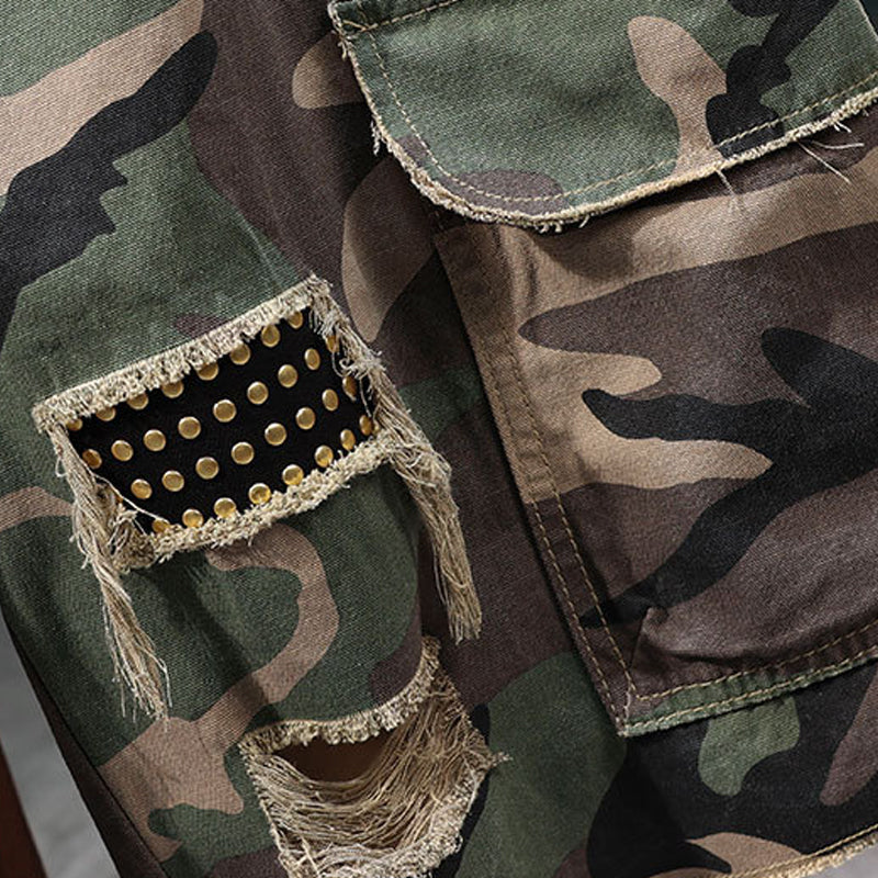 🩳 50 % DE RÉDUCTION ! 🔥 Short cargo camouflage clouté pour homme – Résistant, nombreuses poches et motif camouflage robuste – Idéal pour les activités de plein air et le quotidien 🌿
