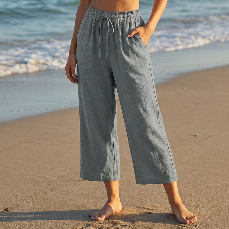 👖 DERNIER JOUR - 50 % DE RÉDUCTION ! ✨ Pantalon capri pour femme – Cordon de serrage à la taille, 6 couleurs, tailles S à 2XL 🌿