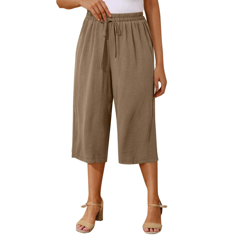 👖 DERNIER JOUR - 50 % DE RÉDUCTION ! ✨ Pantalon capri pour femme – Cordon de serrage à la taille, 6 couleurs, tailles S à 2XL 🌿
