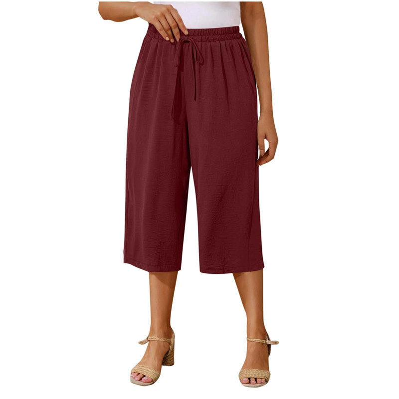 👖 DERNIER JOUR - 50 % DE RÉDUCTION ! ✨ Pantalon capri pour femme – Cordon de serrage à la taille, 6 couleurs, tailles S à 2XL 🌿
