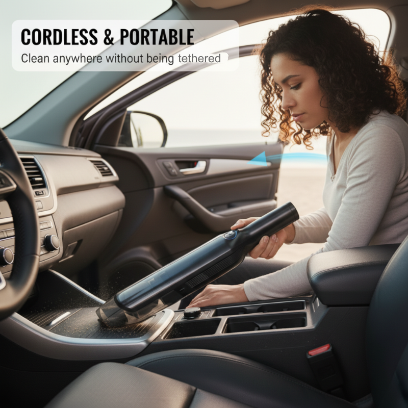 Aspirateur pour voiture et maison 🧹 Puissance d'aspiration de 13 000 Pa 💨 Batterie longue durée de 4 000 mAh 🔋 Léger comme une plume (950 g) Idéal pour éliminer les poils d'animaux 🐾