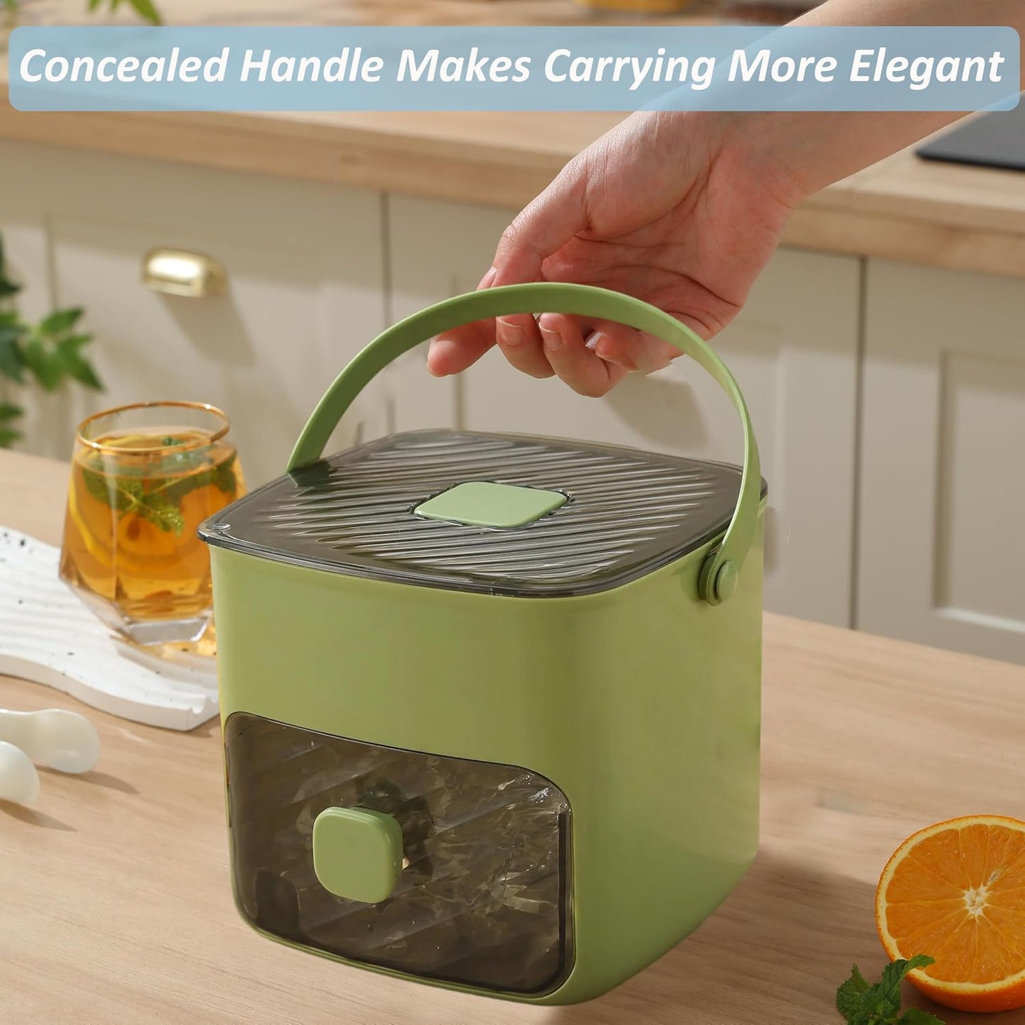 Machine à glaçons 🧊Démoulage par pression, avec couvercle anti-odeurs, empilable pour un gain de place, fournie avec une pince à glaçons, propre et hygiénique🏠