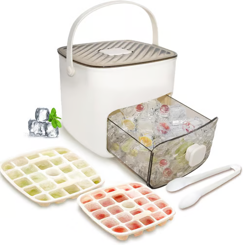 Machine à glaçons 🧊Démoulage par pression, avec couvercle anti-odeurs, empilable pour un gain de place, fournie avec une pince à glaçons, propre et hygiénique🏠