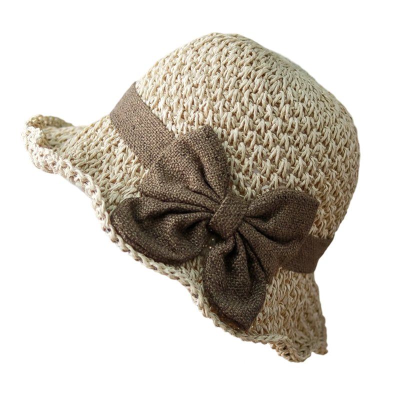 Chapeau de paille style français avec nœud 👒 — Tissage respirant, large bord ondulé, protection solaire et effet affinant pour le visage. Ajustable (ne s'envole pas !), pliable et facile à transporter 🌊