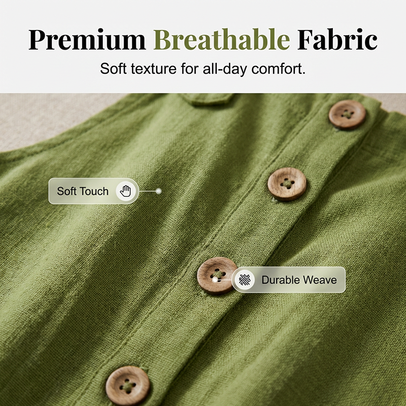 👖60 % DE RÉDUCTION MAINTENANT ! 🌿 Salopette décontractée à boutons pour femme – Bretelles réglables, tissu respirant et coupe ample ✨