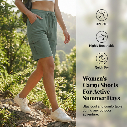 Short Cargo 🩳 — Doté de poches latérales et de poches cargo : Rangement spacieux + Sécurité antivol. Protection solaire UPF 50+ | Tissu à séchage rapide | Coupe décontractée avec cordon de serrage | Idéal pour la randonnée en plein air 🏞️