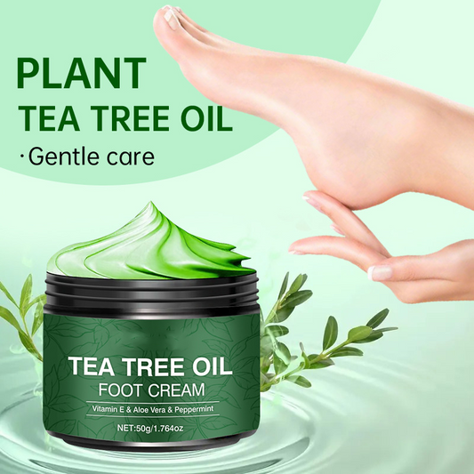 Masque-crème pour les pieds à l'huile d'arbre à thé 🦶 — Aloe Vera pour une hydratation en profondeur, Vitamine E pour réparer les talons fissurés : Offrez-vous un soin des pieds digne d'un spa, à domicile 🧴