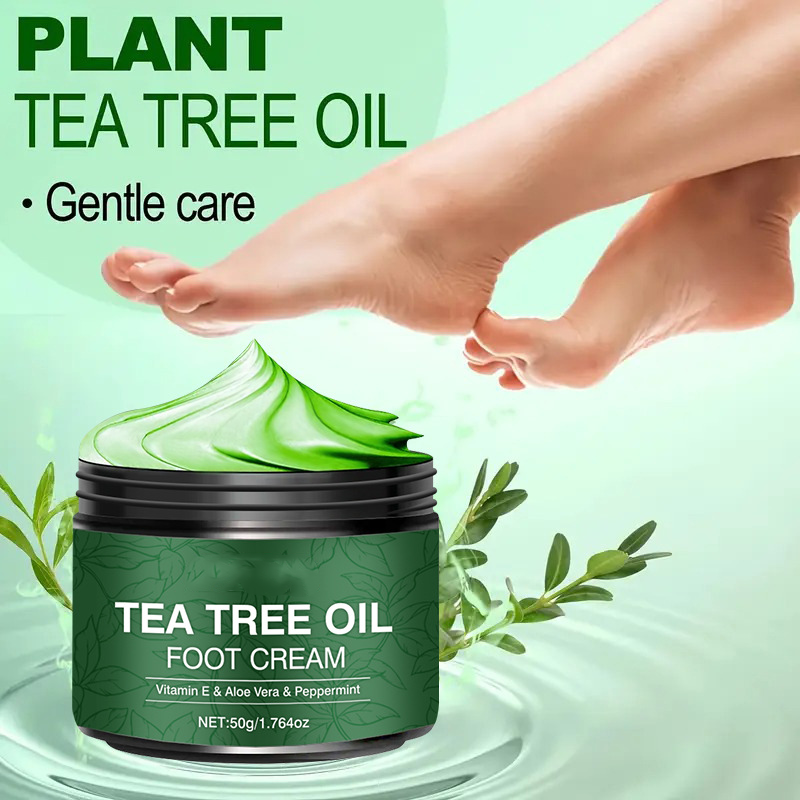 Masque-crème pour les pieds à l'huile d'arbre à thé 🦶 — Aloe Vera pour une hydratation en profondeur, Vitamine E pour réparer les talons fissurés : Offrez-vous un soin des pieds digne d'un spa, à domicile 🧴