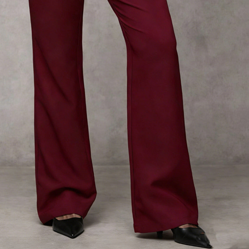 Pantalon taille haute à jambes larges pour femme 👖 allonge la silhouette, joli tombé, infroissable, couleur unie polyvalente, idéal pour le travail comme pour les loisirs 💼