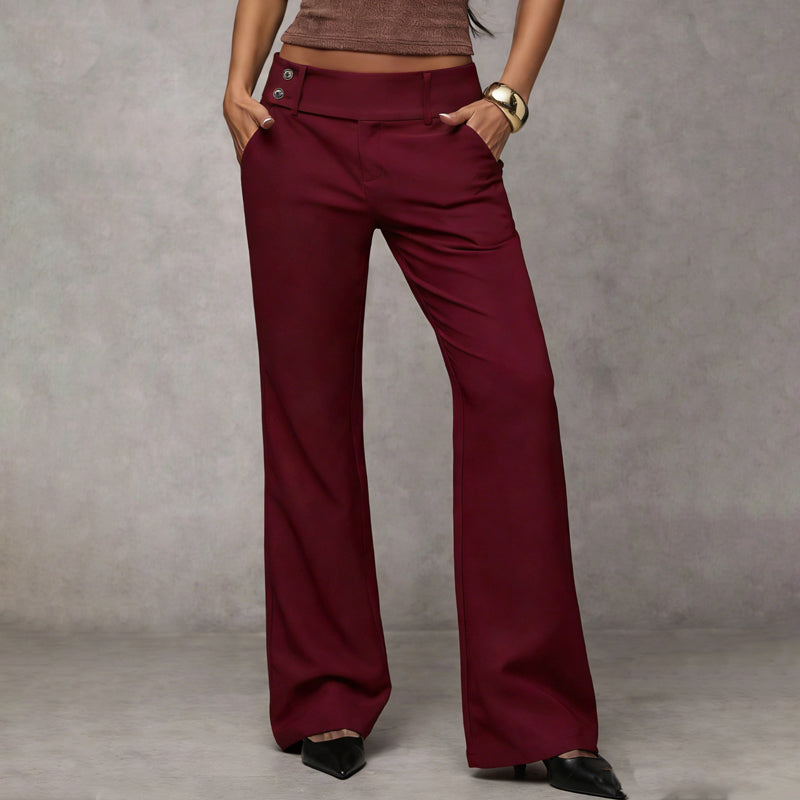 Pantalon taille haute à jambes larges pour femme 👖 allonge la silhouette, joli tombé, infroissable, couleur unie polyvalente, idéal pour le travail comme pour les loisirs 💼