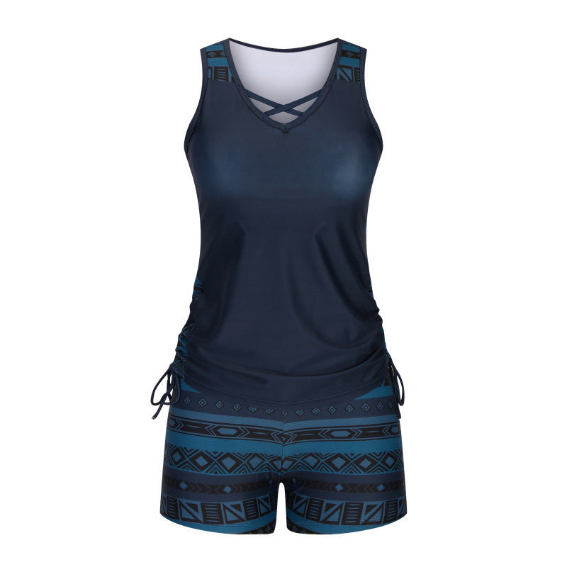👙 50% DE RÉDUCTION ! 🌺 Ensemble Tankini Deux Pièces Imprimé – Haut Fluide & Shorty Assorti – Tissu Extensible Séchage Rapide – Parfait pour la Plage, la Piscine ou les Vacances ☀️🌊✨