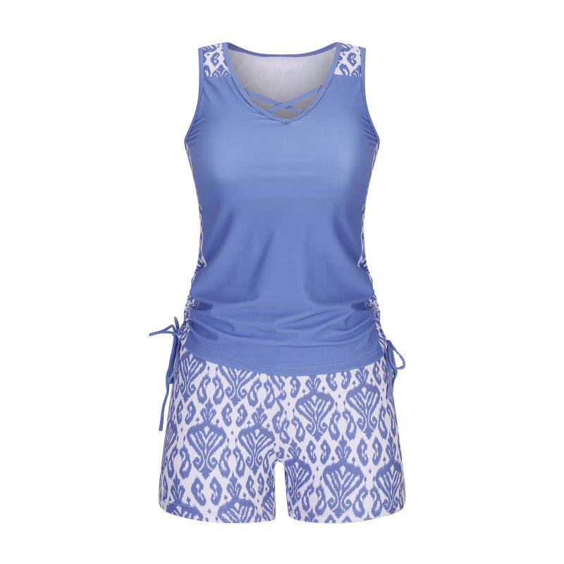 👙 50% DE RÉDUCTION ! 🌺 Ensemble Tankini Deux Pièces Imprimé – Haut Fluide & Shorty Assorti – Tissu Extensible Séchage Rapide – Parfait pour la Plage, la Piscine ou les Vacances ☀️🌊✨