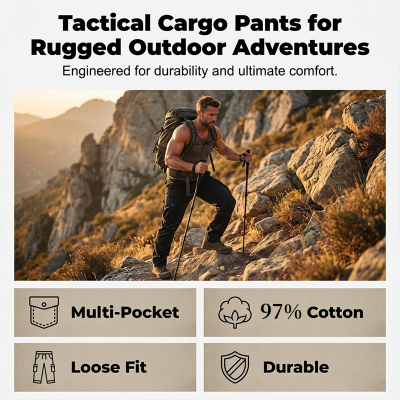 👖60 % DE RÉDUCTION MAINTENANT ! 🛠️ Pantalon cargo tactique en coton pour homme – Multipoches, construction renforcée et taille ajustable 🔧