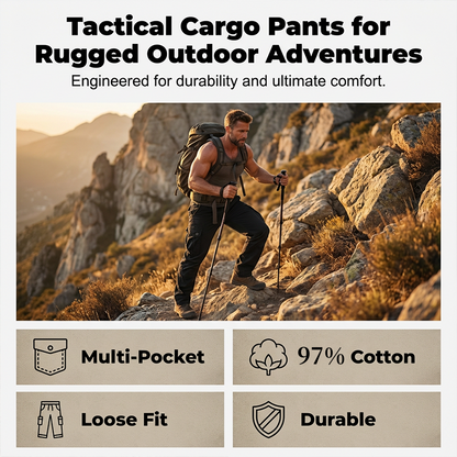👖60 % DE RÉDUCTION MAINTENANT ! 🛠️ Pantalon cargo tactique en coton pour homme – Multipoches, construction renforcée et taille ajustable 🔧