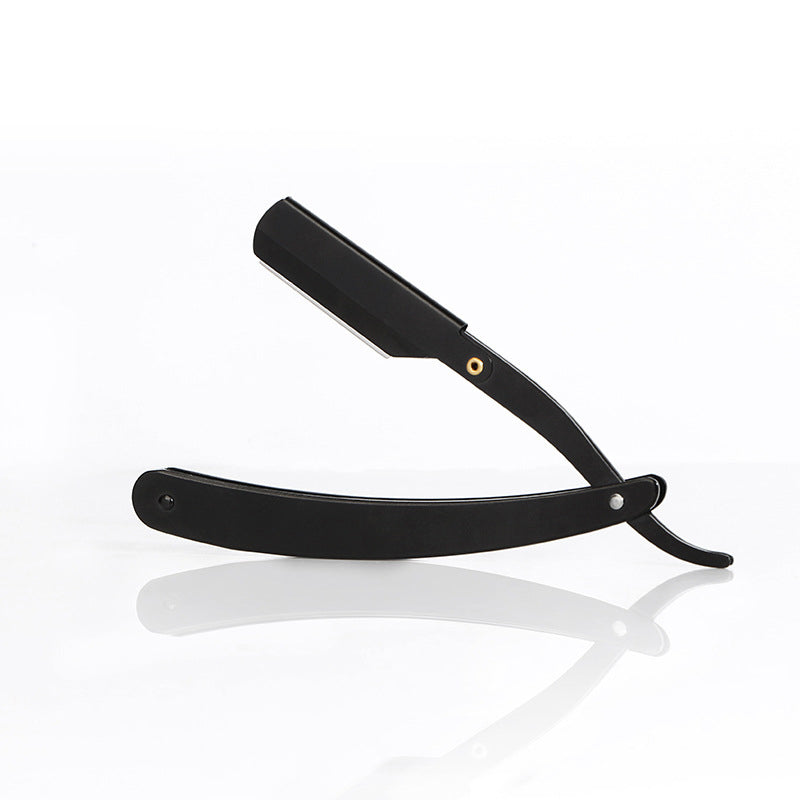 Rasoir à manche incurvé 🪒 — Lame remplaçable à verrouillage par clip | Acier inoxydable résistant à la rouille | Pliable pour le rangement | Usage polyvalent : Barbe, favoris et rasage du crâne 💈