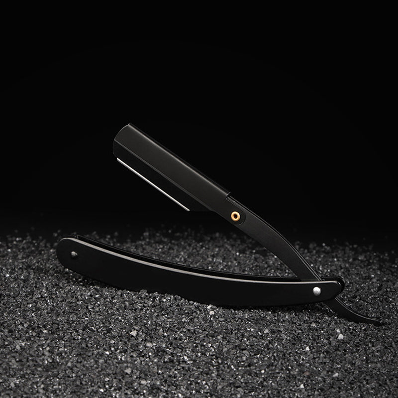 Rasoir à manche incurvé 🪒 — Lame remplaçable à verrouillage par clip | Acier inoxydable résistant à la rouille | Pliable pour le rangement | Usage polyvalent : Barbe, favoris et rasage du crâne 💈
