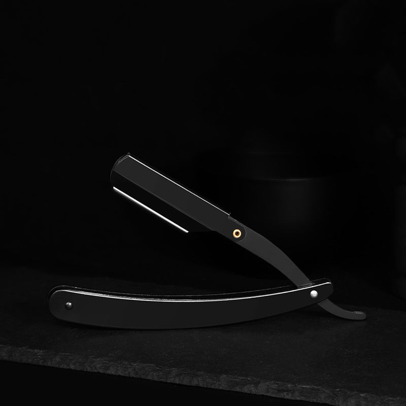 Rasoir à manche incurvé 🪒 — Lame remplaçable à verrouillage par clip | Acier inoxydable résistant à la rouille | Pliable pour le rangement | Usage polyvalent : Barbe, favoris et rasage du crâne 💈