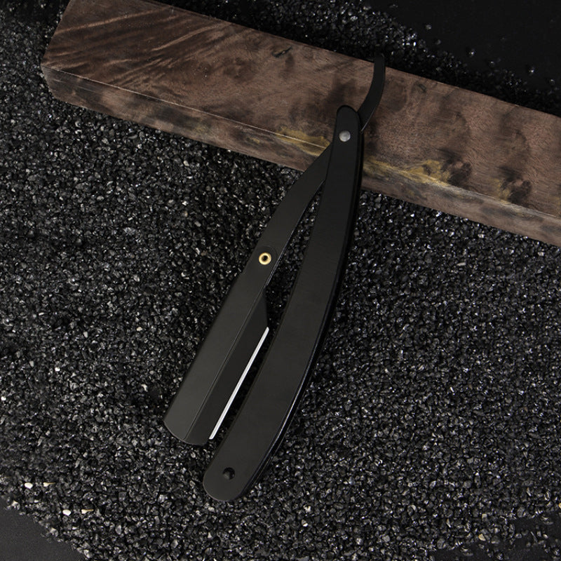 Rasoir à manche incurvé 🪒 — Lame remplaçable à verrouillage par clip | Acier inoxydable résistant à la rouille | Pliable pour le rangement | Usage polyvalent : Barbe, favoris et rasage du crâne 💈