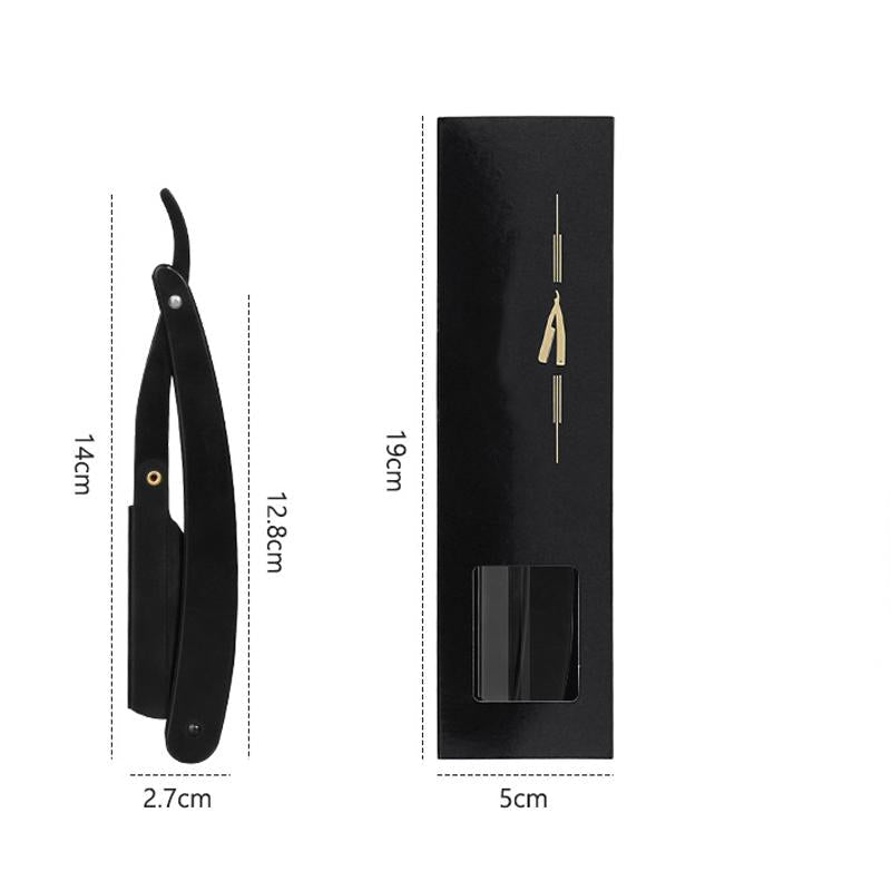 Rasoir à manche incurvé 🪒 — Lame remplaçable à verrouillage par clip | Acier inoxydable résistant à la rouille | Pliable pour le rangement | Usage polyvalent : Barbe, favoris et rasage du crâne 💈