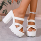 Sandales compensées à talon épais 👡 Modèle à brides croisées, faciles à enfiler, semelle crantée antidérapante, rehausse de 5 cm, parfaites pour le shopping ou les rendez-vous 🛍️