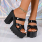 Sandales compensées à talon épais 👡 Modèle à brides croisées, faciles à enfiler, semelle crantée antidérapante, rehausse de 5 cm, parfaites pour le shopping ou les rendez-vous 🛍️
