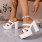 Sandales compensées à talon épais 👡 Modèle à brides croisées, faciles à enfiler, semelle crantée antidérapante, rehausse de 5 cm, parfaites pour le shopping ou les rendez-vous 🛍️