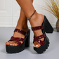 Sandales compensées à talon épais 👡 Modèle à brides croisées, faciles à enfiler, semelle crantée antidérapante, rehausse de 5 cm, parfaites pour le shopping ou les rendez-vous 🛍️