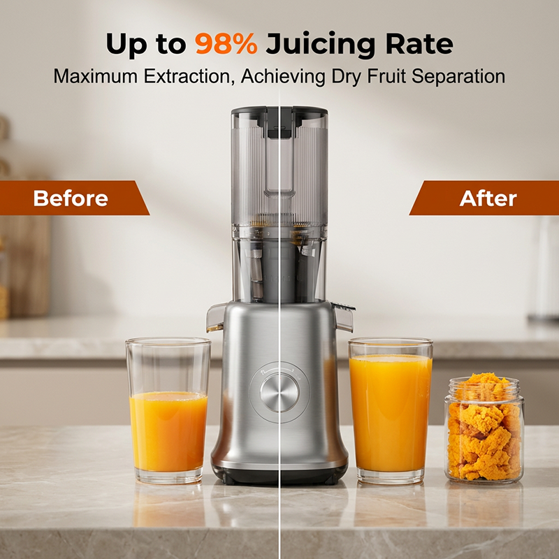 ✨🥤60 % DE RÉDUCTION + LIVRAISON GRATUITE🍎Extracteur de jus à pression à froid haute performance – Entonnoir d'alimentation ultra large de 110 mm, extraction de jus à 98 % et nettoyage facile ⚡