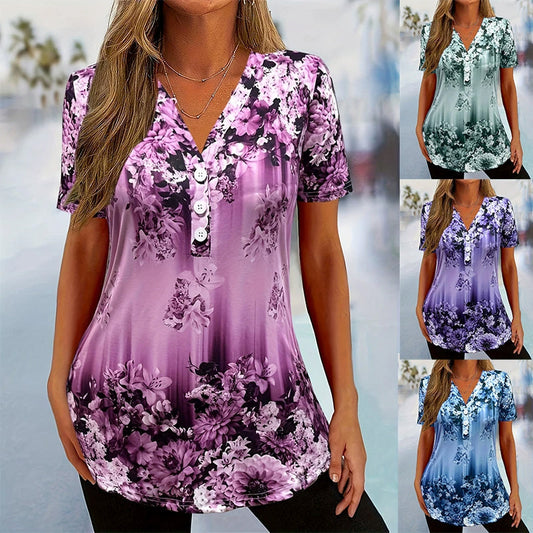 🌸 OFFRE LIMITÉE : -60 % ! ✨ Haut à manches courtes floral pour femme – Coupe ample douce, respirante et polyvalente 👕