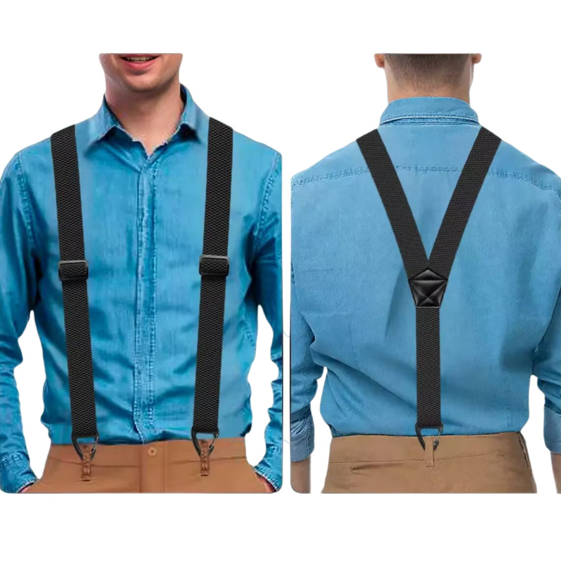 Bretelles antidérapantes 👖 Large élastique + crochets robustes, boucle de réglage en métal, polyester durable, convient aussi bien aux vêtements de travail qu'à une utilisation en extérieur 🔧