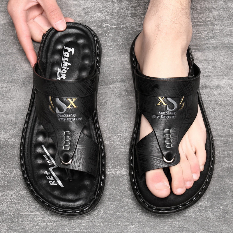 👣 OFFRE LIMITÉE : 60 % DE RÉDUCTION ! 🌿 Sandales d'extérieur respirantes en cuir souple pour hommes (grandes tailles) – Confortables, antidérapantes et faciles à enfiler 🌲