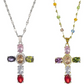 💎 50 % DE RÉDUCTION !! ✝️ Collier coloré avec pendentif en forme de croix en strass – Éclat éclatant, longueur réglable et message plein de sens ✨