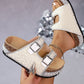 👡 50 % DE RÉDUCTION ! ✨ Sandales à double boucle et talon en liège – Design élégant, confort optimal et idéales pour un look estival tendance 💎
