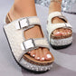 👡 50 % DE RÉDUCTION ! ✨ Sandales à double boucle et talon en liège – Design élégant, confort optimal et idéales pour un look estival tendance 💎