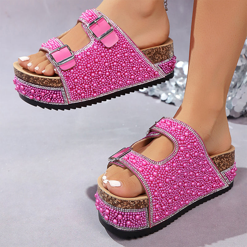 👡 50 % DE RÉDUCTION ! ✨ Sandales à double boucle et talon en liège – Design élégant, confort optimal et idéales pour un look estival tendance 💎