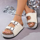 👡 50 % DE RÉDUCTION ! ✨ Sandales à double boucle et talon en liège – Design élégant, confort optimal et idéales pour un look estival tendance 💎