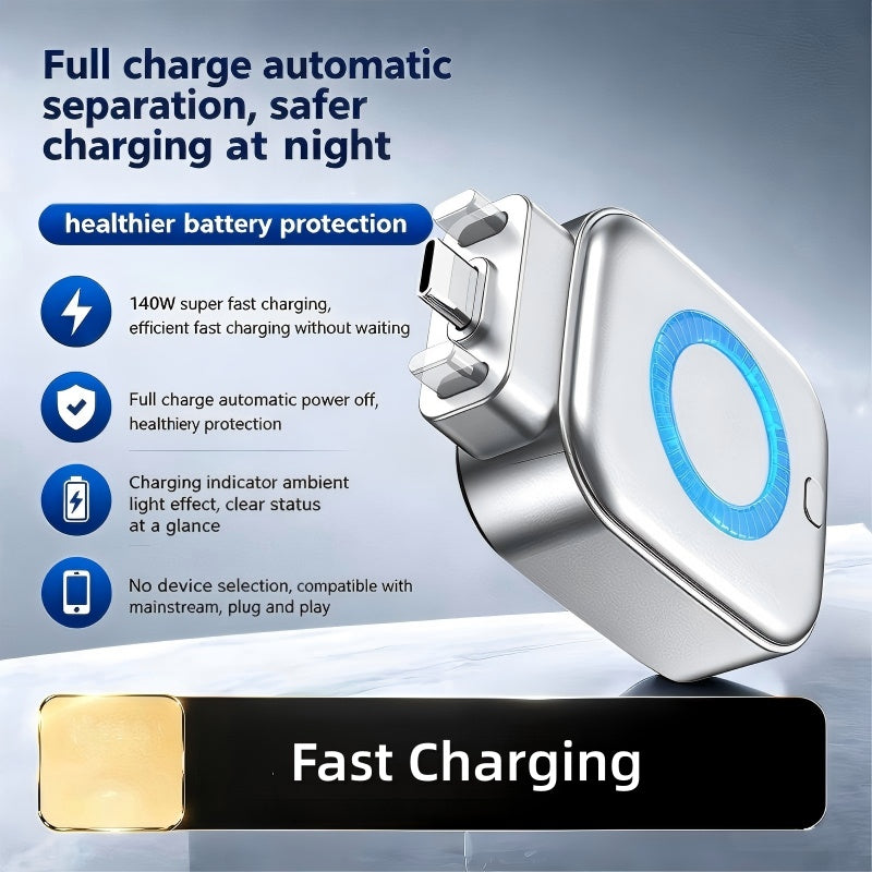 🌞Éveil estival : 50 % de réduction !⚡Chargeur ultra-rapide de 140 W avec arrêt automatique par IA – USB-C PD 3.1 – Protection intelligente de la batterie – Compatible avec iPhone, MacBook et tablettes