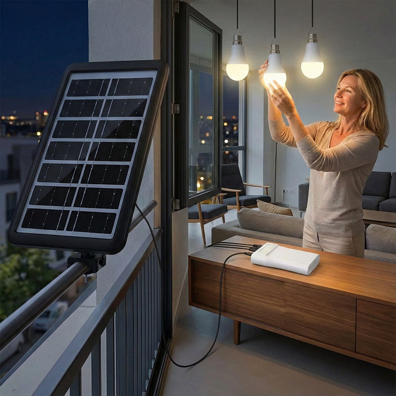 🔥DERNIER JOUR – 50 % DE RÉDUCTION⚡ Système d'éclairage solaire multifonction💡 3 niveaux de luminosité · 3 lampes LED (câble de 2,8 mètres), 🌧️ Fonctionne même par temps nuageux