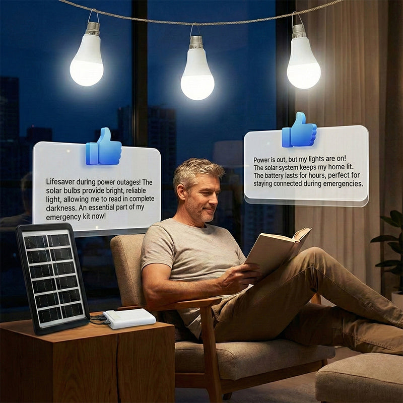 🔥DERNIER JOUR – 50 % DE RÉDUCTION⚡ Système d'éclairage solaire multifonction💡 3 niveaux de luminosité · 3 lampes LED (câble de 2,8 mètres), 🌧️ Fonctionne même par temps nuageux